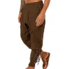 LVCBL Mens Medieval Pants Viking Linen Trousers Pirate Costume with Drawstrings Brown M steampunk buy now online LVCBL Mens Medieval Pants Viking Linen Trousers Pirate Costume with Drawstrings Brown M steampunk buy now online