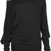 Crazy Girls Womens Long Sleeve One Off-Shoulder Plain Baggy Batwing Top UK8-24 (8-10, Black Plain) steampunk buy now online Crazy Girls Womens Long Sleeve One Off-Shoulder Plain Baggy Batwing Top UK8-24 (8-10, Black Plain) steampunk buy now online