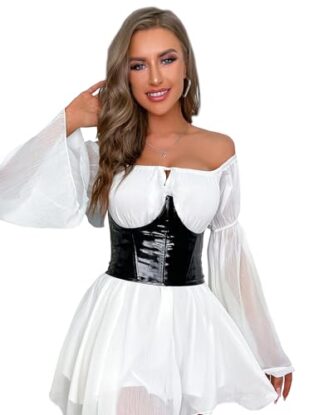 ohyeahlady Women’s Underbust Corset with Adjustable Straps Black Faux Leather Steampunk Bustier Corset Tops Size M steampunk buy now online