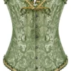 FeelinGirl Women's Bustiers Corsets For Women Adult Gothic Bustier Corset Green Corset Lingerie For Women Satin Boned Lace Up Overbust Bridal 10 Steel Bones with G-string XXL steampunk buy now online