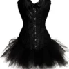 KUOSE Women's Plus Size Lingerie Burlesque Corset with Tutu Skirt Halloween Outfit Sets Black steampunk buy now online