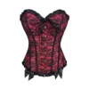 RHISLEO Women Lace Up Floral Lace Red Burlesque Basque Bustier Shaper Overbust Boned Corset Top (Floral Lace Red, 10) steampunk buy now online