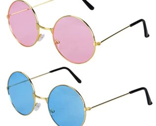 Jomnvo 2 Pieces Hippie Retro Sunglasses John 60's Style Round Colored Glasses Fancy Dress Costume Accessories steampunk buy now online