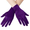 EORUBE Short Opera Satin Gloves for Women Wrist Length Banquet Gloves Tea Party Halloween Costume Gloves (Smooth 8.6" - Purple) steampunk buy now online