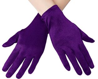 EORUBE Short Opera Satin Gloves for Women Wrist Length Banquet Gloves Tea Party Halloween Costume Gloves (Smooth 8.6" - Purple) steampunk buy now online