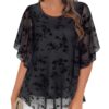 Syphiby Tops for Women Summer, Womens Tunic Tops 3/4 Ruffle Sleeve Tshirts Plus Size Ladies Tops and Blouses Loose Fit Business Casual Tops Spring Summer Office Work Clothes, Multi- Black-2XL steampunk buy now online