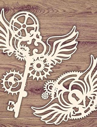 CrafTreat Steampunk Chipboard Embellishments for Card Making and Scrapbooking - Steampunk Key and Keyhole - Size: 5.5X6 Inches - Laser Cut Chipboard Embellishments for Crafting steampunk buy now online
