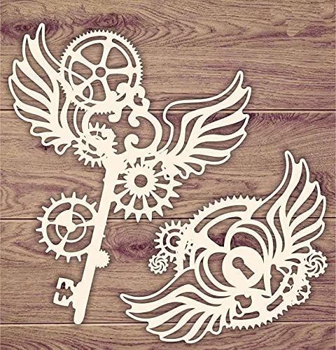 CrafTreat Steampunk Chipboard Embellishments for Card Making and Scrapbooking - Steampunk Key and Keyhole - Size: 5.5X6 Inches - Laser Cut Chipboard Embellishments for Crafting steampunk buy now online
