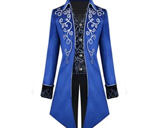 OBEEII Mens Steampunk Jacket Victorian Renaissance Medieval Gothic Vintage Embroidery Tailcoat Coat Party Halloween Cosplay Pirate Tuxedo Uniform Costume Blue A M steampunk buy now online