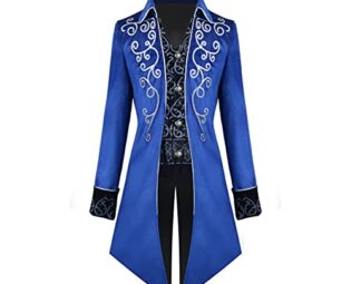 OBEEII Mens Steampunk Jacket Victorian Renaissance Medieval Gothic Vintage Embroidery Tailcoat Coat Party Halloween Cosplay Pirate Tuxedo Uniform Costume Blue A M steampunk buy now online