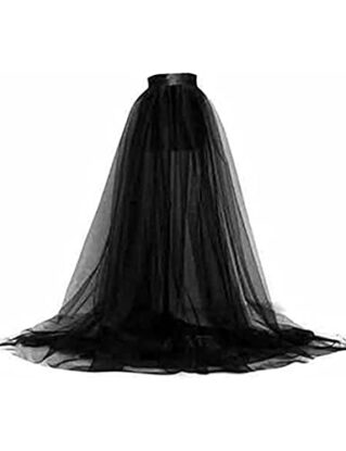 Acrawnni Women Tulle Tutu Long Skirts Wedding Party Cocktail Prom Bandage Mesh Maxi Dress Overskirt Overlay Long Bridal (Black, ONE Size) steampunk buy now online
