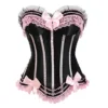 Grebrafan Push up Corsets for Women Plus Size Striped Bustier Burlesque (UK(20-22) 5XL, Black/Pink) steampunk buy now online