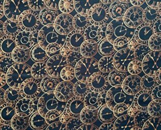 Steampunk Clocks Cotton Fabric | Design Craft Quilting Scrapbooking 44" Wide | Fabric by The Metre (FS659) steampunk buy now online