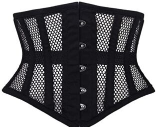 ShopologyGB Women's Underbust Black Cotton Mesh Original Steel Boned Waist Training Corsets (as8, alpha, m, regular, regular) steampunk buy now online