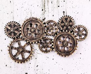 Vintage Wooden Gear Combination Wall Art Decor, 3D Steampunk Gear Wheel Wall Sculptures, Industrial Gear Home Decoration for Outdoor/Indoor,Gold steampunk buy now online