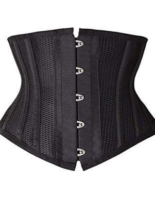 SHAPERX DeepTwist Women's Waist Trainer Short Torso Slimming Corsets Mesh Steel Boned Breathable Waist Cincher Weight loss, L (For Natural Waist 28 inches-30 inches), Black steampunk buy now online