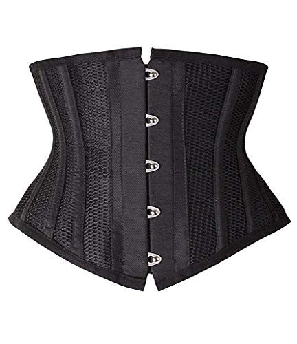 SHAPERX DeepTwist Women's Waist Trainer Short Torso Slimming Corsets Mesh Steel Boned Breathable Waist Cincher Weight loss, L (For Natural Waist 28 inches-30 inches), Black steampunk buy now online