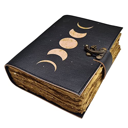 Moon eclipse leather journal handmade vintage paper journal book of shadows Small Antique Handmade Leather Bound Journal with Old Fashioned Deckle Edge Paper steampunk buy now online