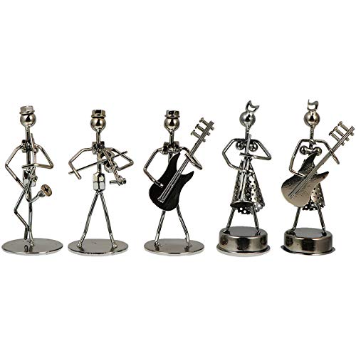 Garneck Musician Player Statue 5pcs Iron Art Music Man Figure Metal Musician Guitar Player Statue Musical Instrument Collectible Figurine for Home Cafe Office Display Decor Gift Music Band Ornaments steampunk buy now online