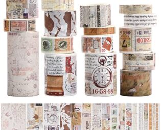 18 Rolls Washi Tape Vintage Decorative Masking Tape Vintage Washi Tape Set Masking Tape Nostalgic Style Decor Sticker for DIY Craft Scrapbooking Bullet Journal Planner Gift Wrapping Office Supplies steampunk buy now online