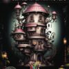 Steampunk Fairy Houses Coloring Book: Featuring 30 Enhanced Grayscale Illustration of Whimsical, Magical Fantasy Homes for Adult Relaxation. steampunk buy now online