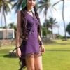 Cotton and Lace High Low Dress in Purple by AltshopUK steampunk buy now online