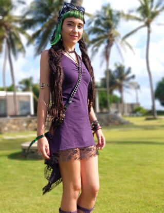 Cotton and Lace High Low Dress in Purple by AltshopUK steampunk buy now online