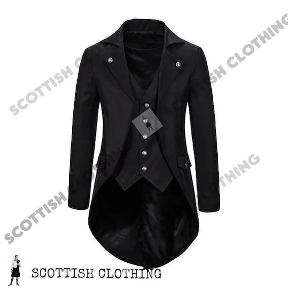 Handmade Vintage black military jacket | Blazer Jackets for Men | Gothic Tailcoat For men's | Halloween dress for men's by ScottishClothing steampunk buy now online