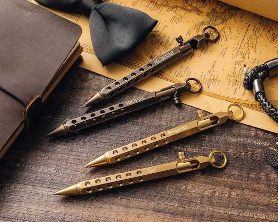Personalized Gifts for Him Engraved Pen, Bolt Action Pen Anniversary Gift, Custom Pens Christmas Gift for Men Gift for Dad Student Teacher by PlanetCustomCo steampunk buy now online