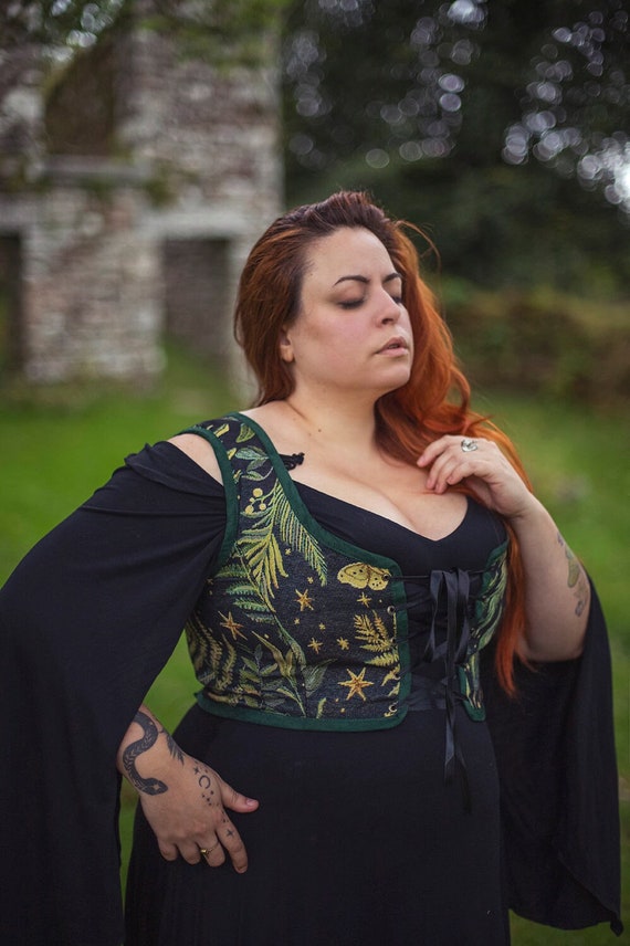 Renaissance bodice, butterfly garden cottagecore style corset vest, Wench regency steampunk by CostureroReal steampunk buy now online
