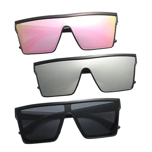 FUIPVGI 3 Pairs Oversized Square Sunglasses,Flat Top Oversized Sunglasses,Square Sunglasses for Women Men, 70s Sunglasses Shades, Steampunk Sunglasses, for Outdoor Activities, Party (3pcs) steampunk buy now online