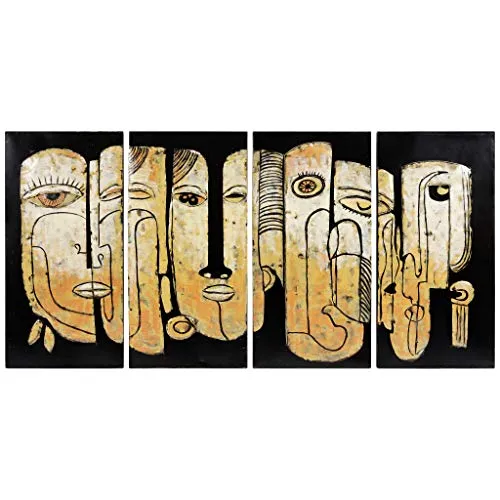 Empire Art Direct Totem Poles Metal, Hand Painted Primo Mixed Media Iron Sculpture, Decor,Ready to Hang,Living Room, Bedroom ＆ Office 3D Wall Art, 64 in. x 1.6 in. x 32 in, Black,Tan steampunk buy now online