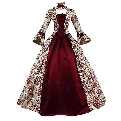 Medieval Clothing Women's Renaissance Princess Dresses Victorian Party Dress Queen Maxi Dresses Gothic Dress Evening Dresses Cocktail Dress Carnival Cosplay Costumes Women Puffy Ball Dress, Wine Red, steampunk buy now online