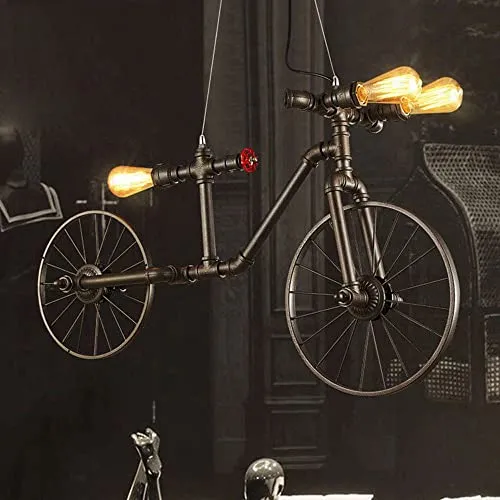 Industrial Vintage Chandelier Fitting 3-Lights Bicycle Pendant Lighting Fixture Retro Hanging Ceiling Hanging Lamp Steampunk Water Pipe Pendant Lights Wrought Iron Living Room Dining Room Lamp Change steampunk buy now online
