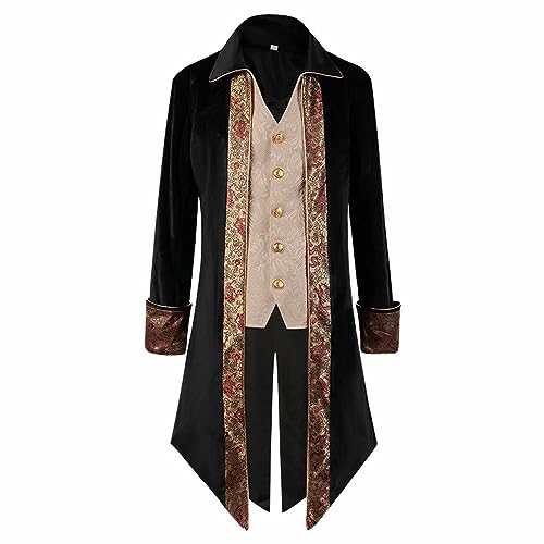 Medieval Clothing Men's Tuxedo Steampunk Coat Carnival Cosplay Halloween Costumes Victorian Frock Coat Vintage Frock Coat Jacket Yard Embroidery Coat Renaissance Fancy Dress Costumes, black, M steampunk buy now online