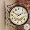 JFNHUTL Wall Clock, Wall Timer, Outdoor Garden Clocks Retro for Patio Porch Garden Outdoor Decorative Double-Sided Hanging Clock Wall Hanging with Bracket steampunk buy now online