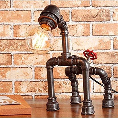 zZZ table lamp Vintage Rustic Steampunk Table Lamp Light, Water Pipe Desk Lamps For Bar, Club, Bedroom, Living Room, Hotel, Coffee Shop Height 33cm (Color : Silver Black) Unique steampunk buy now online