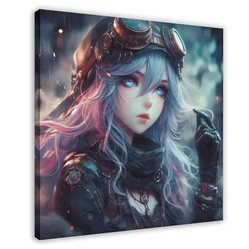 TINGTOEO Steampunk, Beautiful, Lovely Girl 34 Canvas Poster Wall Art Decor Print Picture Paintings for Living Room Bedroom Decoration Frame-style 28x28inch(70x70cm) steampunk buy now online