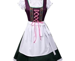 Medieval Clothing Women's Maid Costume Dirndl Dress with Apron Maid Dress Maid Costume Maid Dress Cosplay Halloween Costume Anime Outfit A-line Dresses Renaissance Party Dress, Green, L steampunk buy now online
