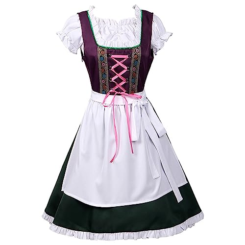 Medieval Clothing Women's Maid Costume Dirndl Dress with Apron Maid Dress Maid Costume Maid Dress Cosplay Halloween Costume Anime Outfit A-line Dresses Renaissance Party Dress, Green, L steampunk buy now online