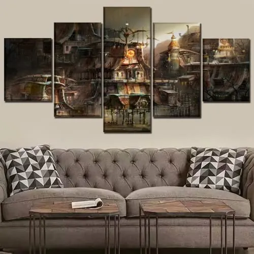 5 Piece Canvas Building City Sci Fi Steampunk Print Painting Art Modern Decorative Canvas Painting Poster Artwork Size3 steampunk buy now online
