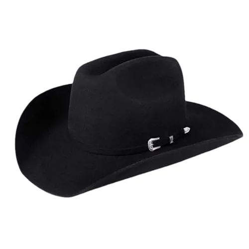 Aoleaky Western Cowboy Hat Wool Felt American Hats Fedora Outdoor Wide Brim Hat with Gray Black White Coffee Color Black 58-60CM L steampunk buy now online