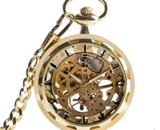 NOALED Pocket Watch Steampunk Watch for Men Women Hand Winding Mechanical Pocket Watches Silver Gold Bronze Balck Pendant with,Pocket Watch Stand Wood (Full steampunk buy now online