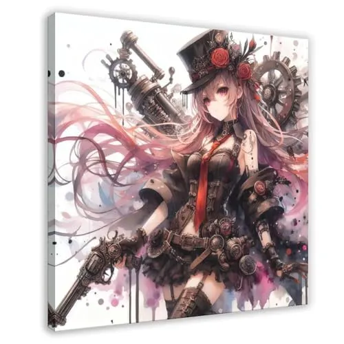 TINGTOEO Steampunk, Beautiful, Lovely Girl 44 Canvas Poster Wall Art Decor Print Picture Paintings for Living Room Bedroom Decoration Frame-style 28x28inch(70x70cm) steampunk buy now online
