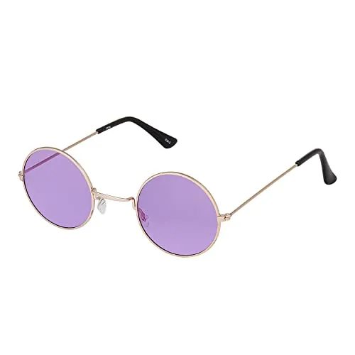 Gold with Purple Lenses Small Round UV400 Mens and Womens Round Sunglasses - Stylish Festival and Designer Round Glasses - Perfect Sun Glasses for Men and Women - Cool Round Metal Shades steampunk buy now online