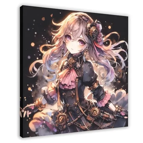 TINGTOEO Steampunk, Beautiful, Lovely Girl 49 Canvas Poster Wall Art Decor Print Picture Paintings for Living Room Bedroom Decoration Frame-style 28x28inch(70x70cm) steampunk buy now online
