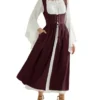 Womens Red Renaissance Dress Off Shoulder Long Sleeve Chemise Lace-up Irish Overdress Two-Piece Medieval Costume for Women UK XL steampunk buy now online