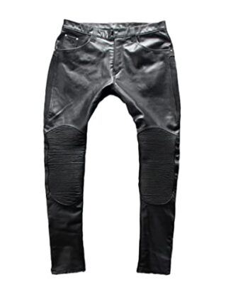 Haitpant Men Slim Motorcycle Cowhide Trousers Windproof Genuine Leather Skinny Pants Street Punk Black Zipper Pants steampunk buy now online