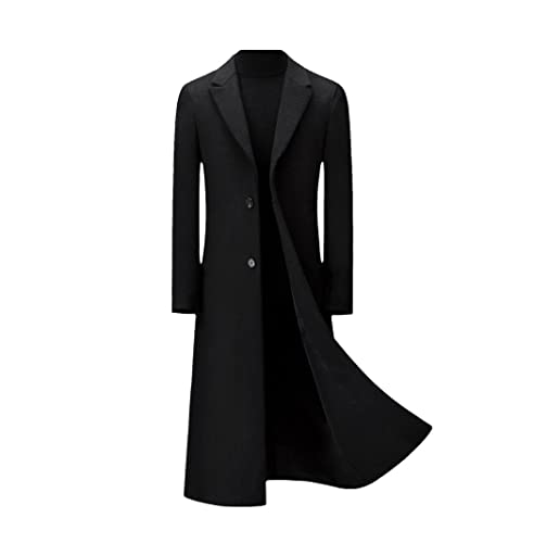 DSDFSVEW Winter Over Knee Long Men's Slim Wool Coat Luxury Business Gentleman Youth Thick Warm Wool Coat steampunk buy now online