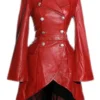 Valentina Red Ladies Women's Military Style Double Breasted Knee Length Designer Steampunk Real Soft Lambskin Leather Fashion Corset Flare Coat Tailcoat (20) steampunk buy now online